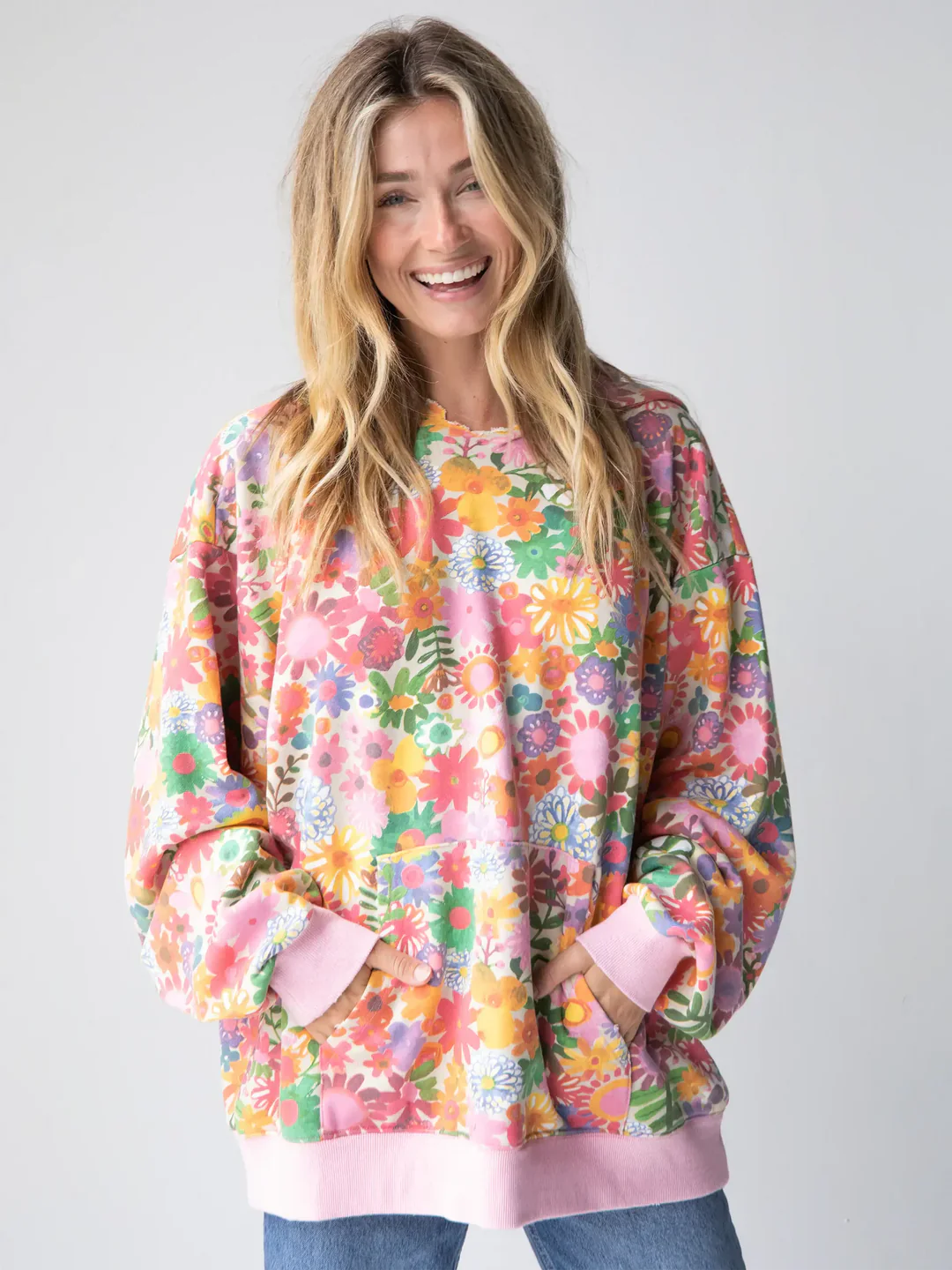 RAINBOW FLORAL HOODIE