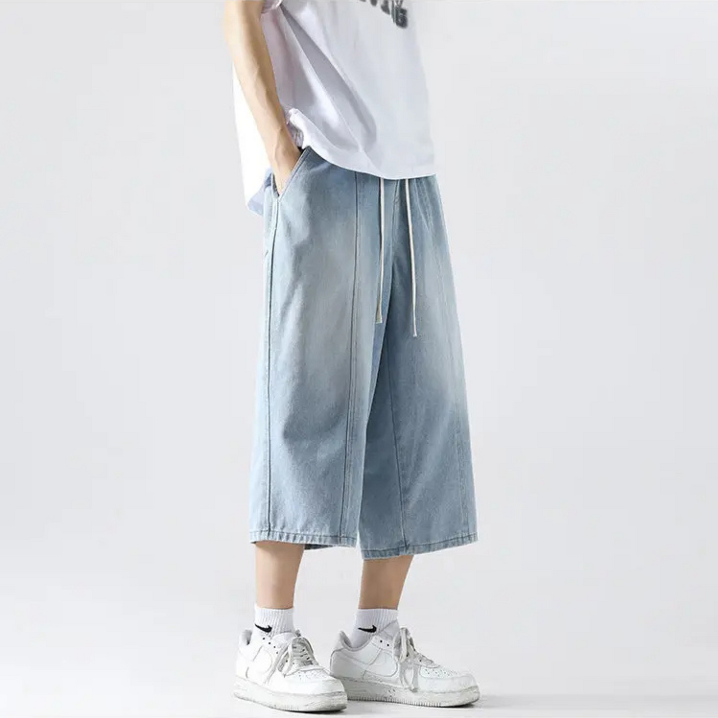 District Wide-Leg Denim Short