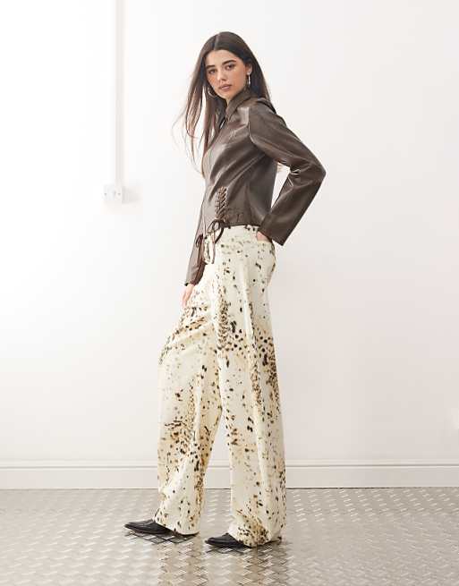 Leopard Barrel Leg Jean