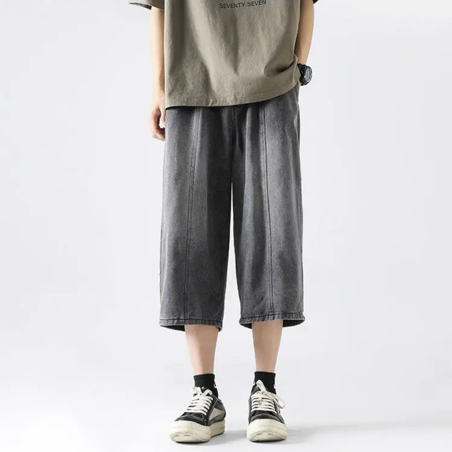 District Wide-Leg Denim Short