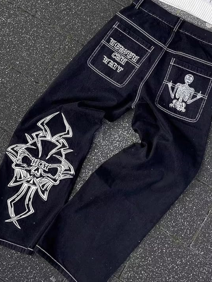 Amalfi® Embroidered Baggy Jeans