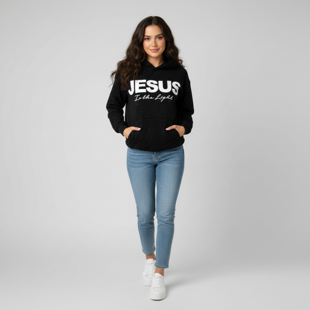 Jesus is The Light Rhinestone Hoodie