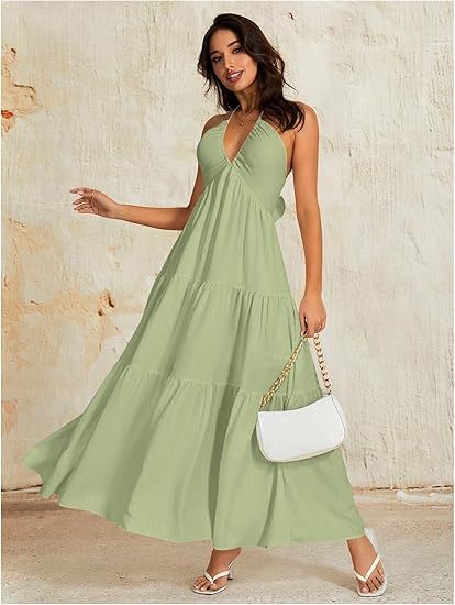 Patrice V-Neck Backless Maxi Dress