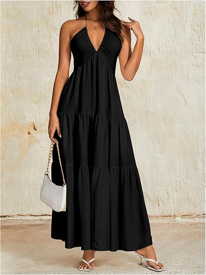 Patrice V-Neck Backless Maxi Dress