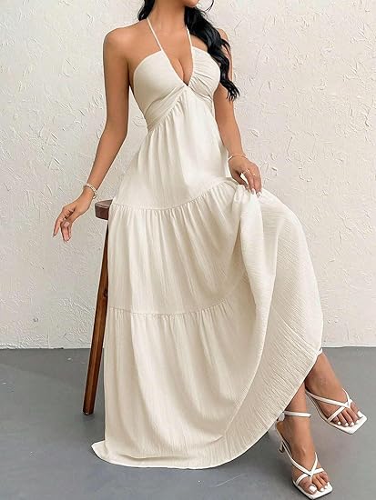 Patrice V-Neck Backless Maxi Dress