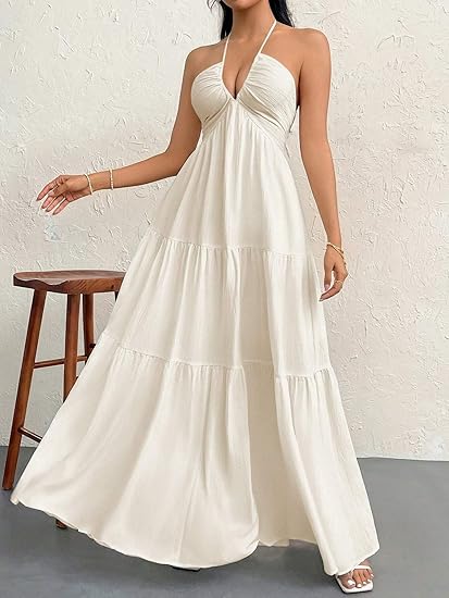 Patrice V-Neck Backless Maxi Dress