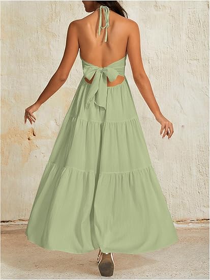 Patrice V-Neck Backless Maxi Dress
