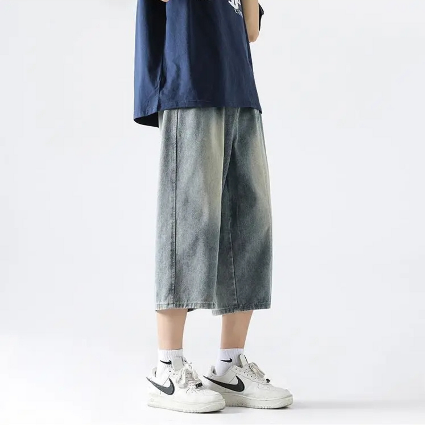 District Wide-Leg Denim Short