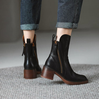 Valencia Leather Zip Ankle Boots