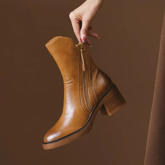 Valencia Leather Zip Ankle Boots