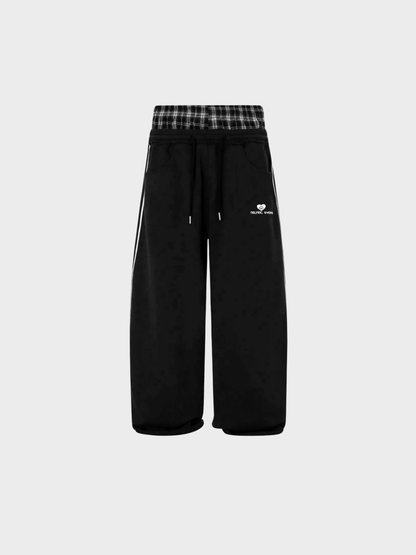 Amalfi Plaid Layer Wide-Leg Sweatpants
