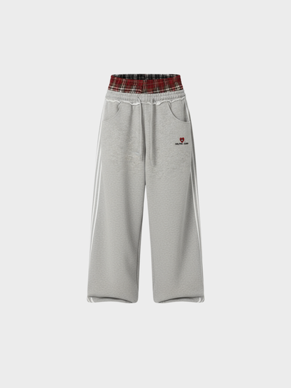 Amalfi Plaid Layer Wide-Leg Sweatpants