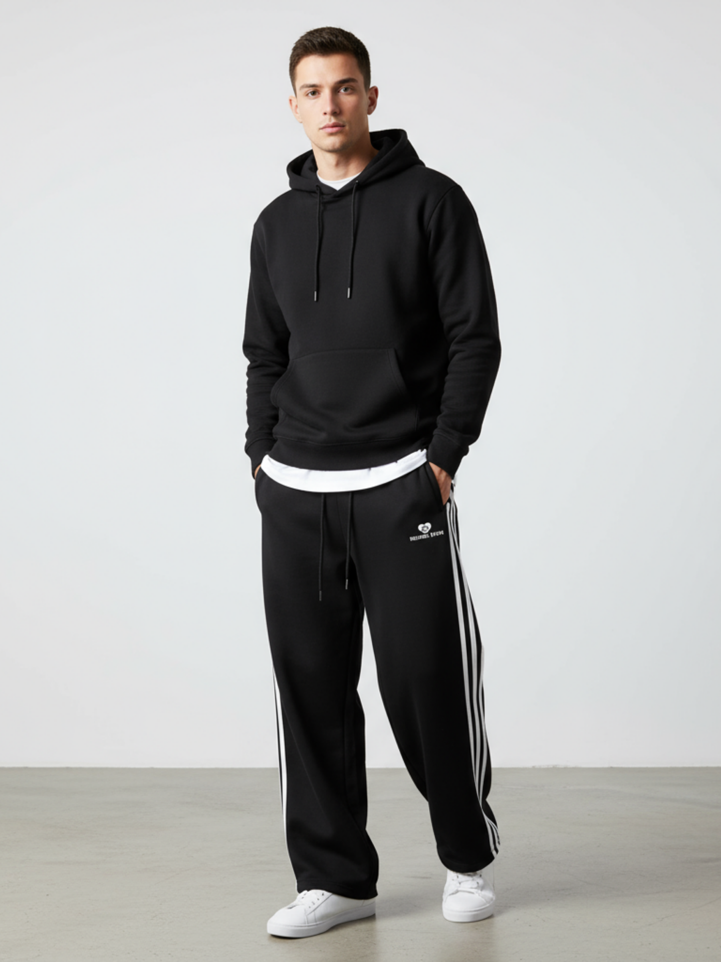 Amalfi Plaid Layer Wide-Leg Sweatpants