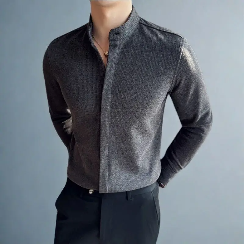 Mandarin Button-Up Shirt