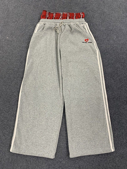 Amalfi Plaid Layer Wide-Leg Sweatpants