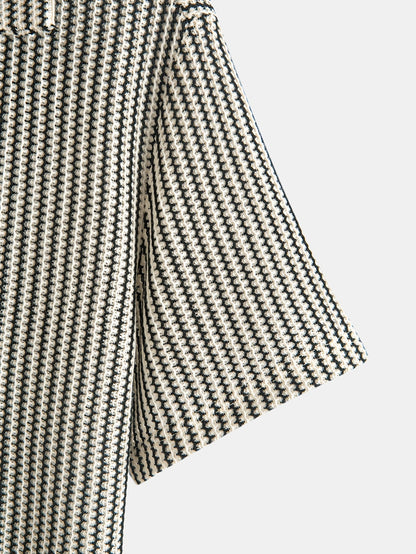 Valen Knit Striped Button Up